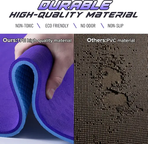Miniatura 5 de JELS - Tapete de yoga extra grueso, 2/5 pulgadas, diseño ergonómico 3D antideslizante, material TPE certificado SGS, tapete de yoga para hombres