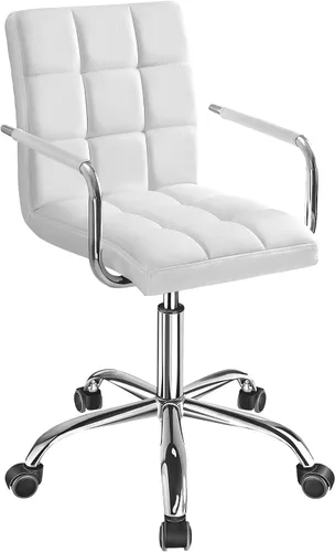 Miniatura 9 de Kemon Office Chiar - Silla de escritorio con reposabrazos/ruedas, piel sintética, respaldo medio, altura ajustable, silla de computadora (negro)