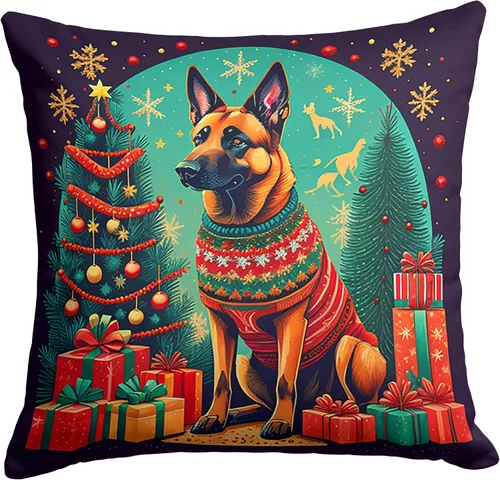 Miniatura 22 de Caroline's Treasures DAC1082PW1414 Affenpinscher - Almohada decorativa de tela navideña, lavable a máquina, para interiores y exteriores, para sofá