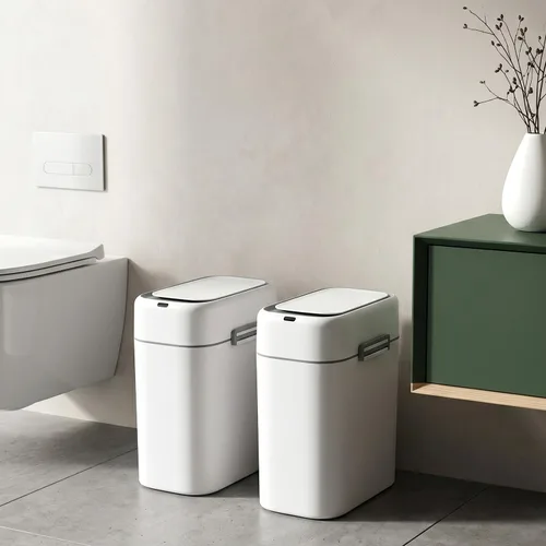 Miniatura 6 de FDW Cubo de Basura para Baño de 2.2 Galones con Tapa, Contenedor de Residuos de Plástico con Sensor Automático Delgado y Pequeño para Sala de Estar