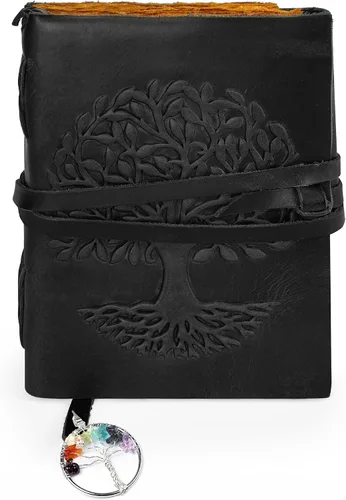 Miniatura 12 de Diario de cuero para mujeres y hombres, 200 páginas, 5 x 7 pulgadas, regalos para mujeres, diario de viaje, cuaderno de mujer, marcador de 7 chakras