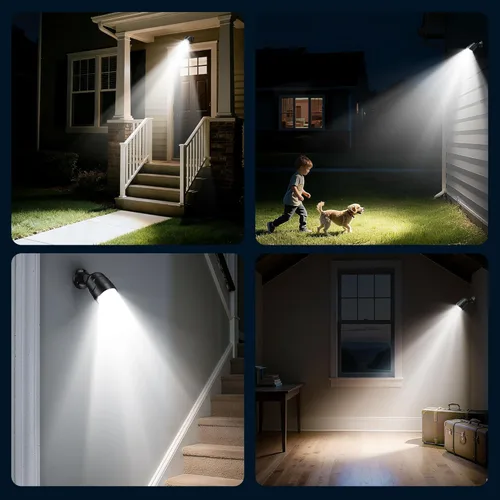Miniatura 6 de Luz con sensor de movimiento a pilas para exteriores, recargable de 4000 mAh, 600 lúmenes, foco de batería para exteriores, impermeable, para Negro