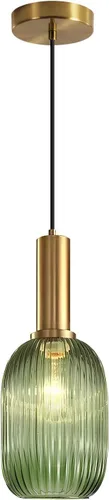 Miniatura 13 de KCO Lighting Lámpara Colgante Mini de Cristal Ahumado, Accesorio de Iluminación de 1 Luz Oro Cepillado, Luces Colgantes para Isla de Cocina