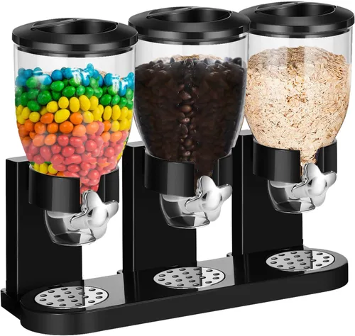 Miniatura 10 de Umigy Paquete de 2 Dispensadores Triples Indispensables de Alimentos Secos, Capacidad de 67 oz Cada Uno, Contenedor de Cereales para Almacenamiento