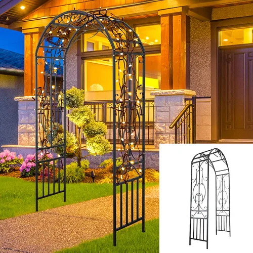 Miniatura 7 de Arco de jardín para exteriores, 86.6 pulgadas de alto x 44.1 pulgadas de ancho, enrejado de metal, plantas trepadoras para bodas, fiestas de césped