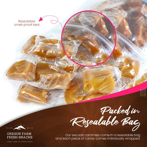 Miniatura 3 de Oregon Farm Fresh Snacks Caramelo gourmet salado – Caramelo de caramelo hecho en Oregon con sal marina y vainilla – Caramelos masticables deliciosos