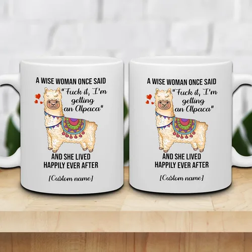 Miniatura 2 de WHIDOBE Regalos divertidos personalizados de alpaca para mujeres, taza de café de cerámica personalizada de 11 onzas y 15 onzas para amantes