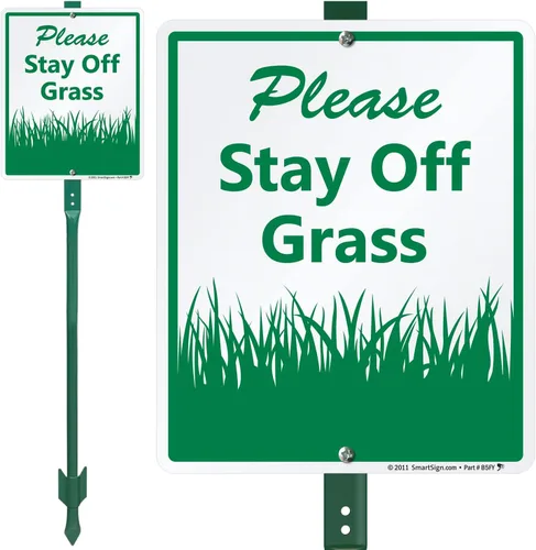 Miniatura 4 de SmartSign Letrero con texto en inglés "Please Stay Off Grass" Plástico de 10 x 14 pulgadas