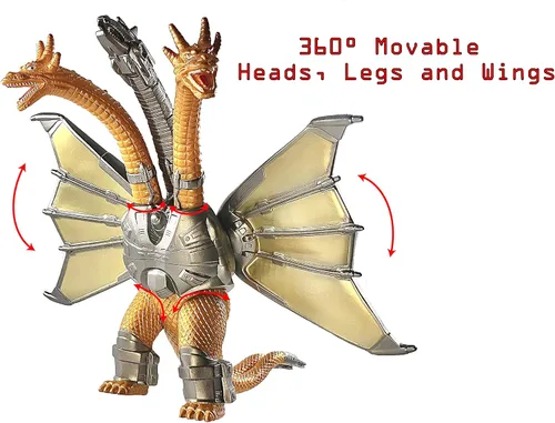 Miniatura 6 de TwCare Juego de 2 figuras de acción de juguete legendarias Shin Monster vs Mecha King Ghidorah, articulaciones movibles, serie de películas, Mecha