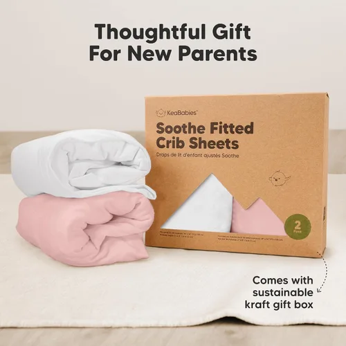 Miniatura 9 de KeaBabies Paquete de 2 sábanas orgánicas para cuna para niños y niñas, sábana bajera ajustable de 52 x 28 pulgadas, funda de algodón de jersey Rosa