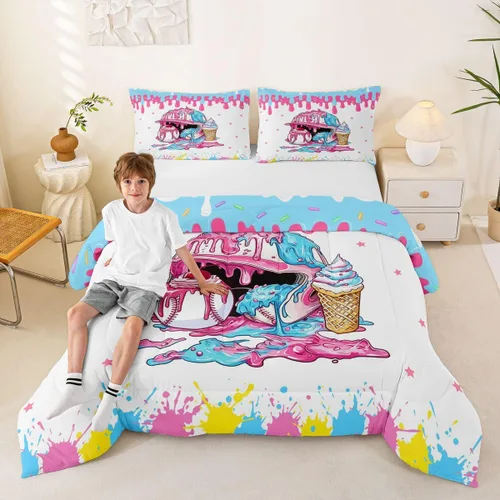 Miniatura 19 de Homewish Juego de edredón de juegos deportivos de pelota, tamaño twin, juego de ropa de cama de béisbol y baloncesto, 2 piezas para niños