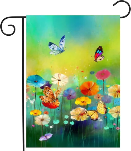 Miniatura 31 de Bandera de Jardín Memorial Mariposa Monarca Decoración Banderas de Girasol para Cementerio Bandera de Tumba Aquellos que Amamos No se Van, Vuelan