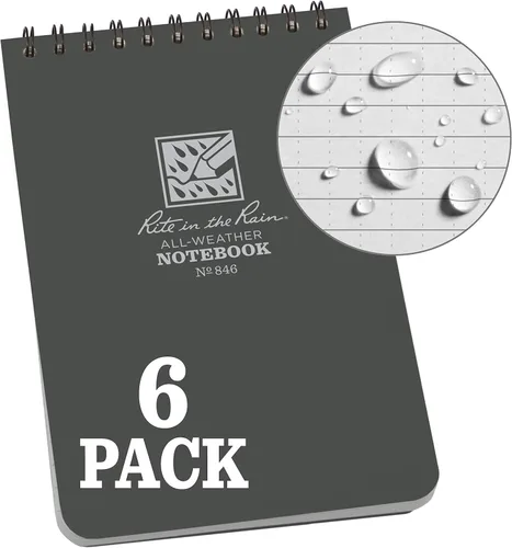 Miniatura 14 de Rite In The Rain Cuaderno de espiral superior resistente a la intemperie, 4 x 6 pulgadas, cubierta negra, patrón universal (No. 746-3), paquete de 3