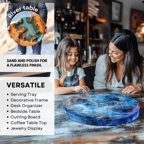 Miniatura 5 de Alaskey® Molde de Silicona Premium para Mesa Redonda de Resina 10"x2" Duradero, Reutilizable, No Requiere Sellado Molde Grande de Resina Epoxi