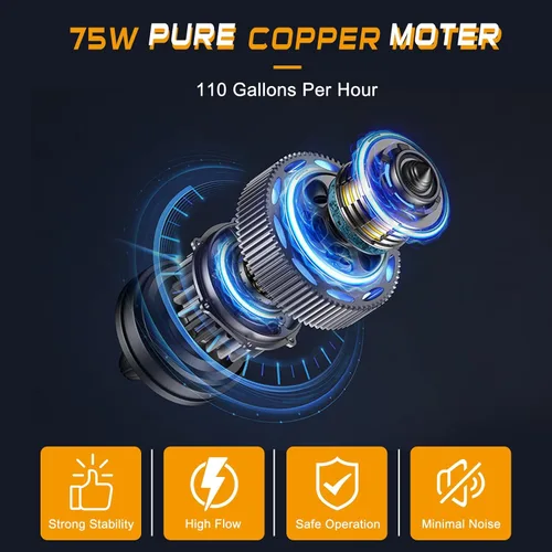 Miniatura 2 de Kit de bomba de transferencia de combustible Steauty 12V 75W, mueve hasta 110 galones de gasolina o diésel por hora, con tubo de combustible de alta