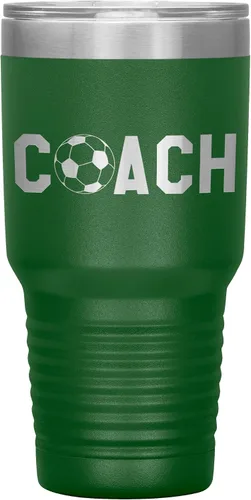 Miniatura 19 de Vaso de entrenador de fútbol, regalo de entrenador de fútbol, 30 onzas, con aislamiento, grabado de acero inoxidable, color negro