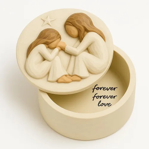 Miniatura 8 de GoGnome Forever Friends Caja de Recuerdos de Resina – Caja de Regalo de Amistad Pintada a Mano con Dos Figuras de Ángel, 3" x 2"H – Regalo