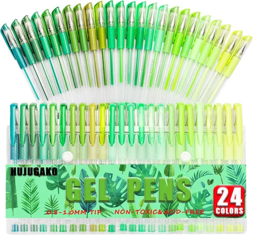 Miniatura 12 de Paquete de 48 bolígrafos de gel azules, 24 bolígrafos de gel de colores con 24 repuestos, 40% más de tinta para escribir suavemente para adultos