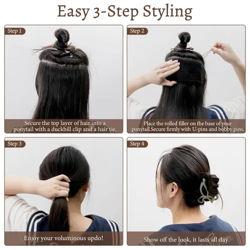 Miniatura 3 de 70 bultos de pelo Updo de 5 pulgadas, kit de inserción de volumen accesorios con 20 alfileres, 20 pines en forma de U, 2 clips de pico de pato, 3