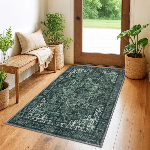 Miniatura 141 de SIILOOM Alfombra lavable de 2 x 3 pies, alfombra suave color taupe ceniza para entrada, tapete antideslizante para puerta de interior, tapete