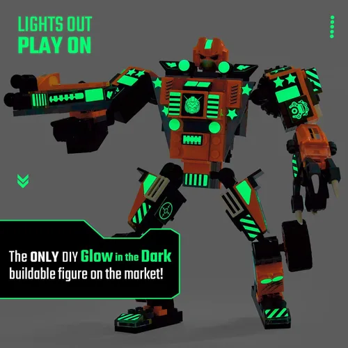 Miniatura 3 de JITTERYGIT Mech Robot soldado que brilla en la oscuridad ladrillos de juguete STEM, juguetes para niños de Navidad, cumpleaños, Regalos, regalo