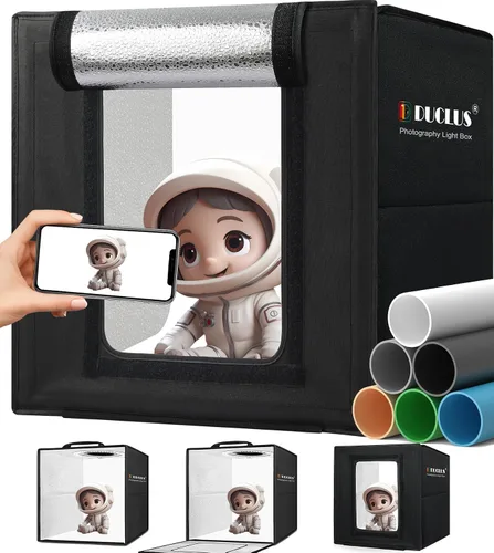 DUCLUS Fotografía de caja de luz, caja portátil de cabina de estudio fotográfico, 10 "x 10" Mini tiendas de campaña de tiro profesional con 104
