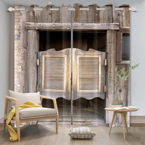 Miniatura 59 de Cortinas rústicas para ventana de puerta de granero, puerta de madera gris, puerta de garaje, tratamiento de ventana para sala de estar, dormitorio