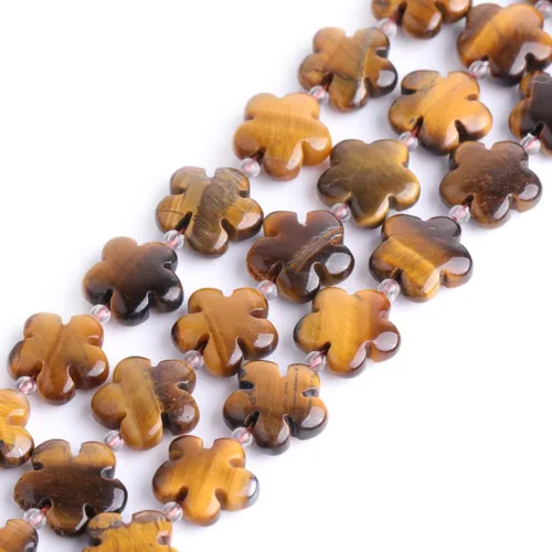 Miniatura 23 de GEM-Inside - 26 cuentas semipreciosas de 0.594 pulgadas (0.591 in) con diseño de flores de plantas naturales de África Bood Jasper para hacer joyas
