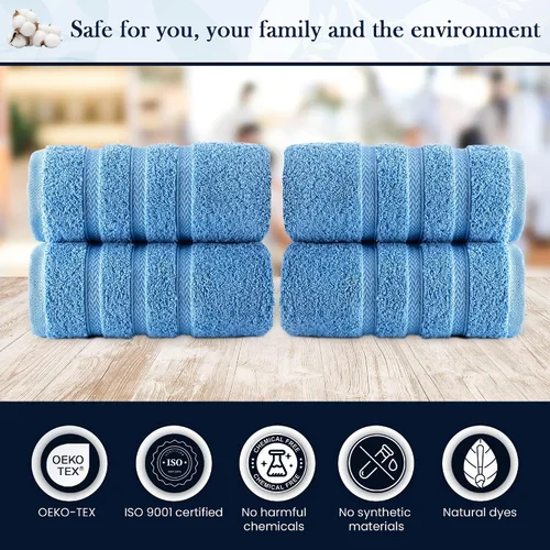Miniatura 7 de HALLEY Paquete de 4 toallas de mano turcas de alta calidad (4 piezas) de 650 GSM, altamente absorbentes, súper suaves, 100% algodón, 4 toallas