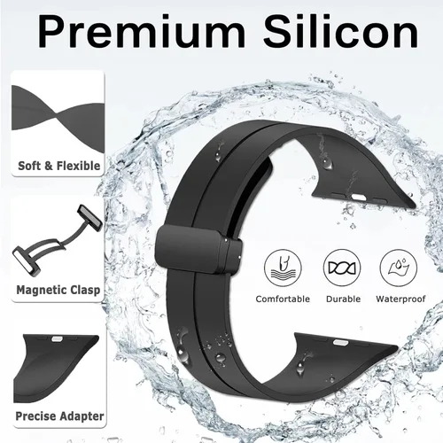 Miniatura 2 de Miimall Correa de silicona para Apple Watch de 1.496 pulgadas, 1.575 pulgadas, 1.614 pulgadas, para mujeres y hombres, hebilla magnética