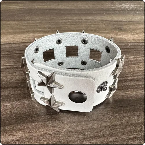 Miniatura 5 de Pulsera de cuero ancho de estrella de aleación punk rock