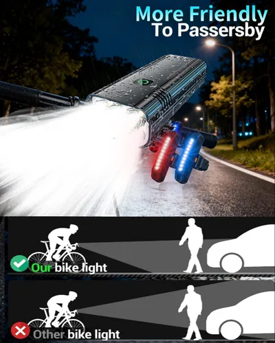 Miniatura 8 de 2026 Upgrade 6800Lumen Bike Light for Night Riding,Super Bright 6 LED Headlight,Aluminum 10 Mode Rechargeable Bicycle Light Front and Negro
