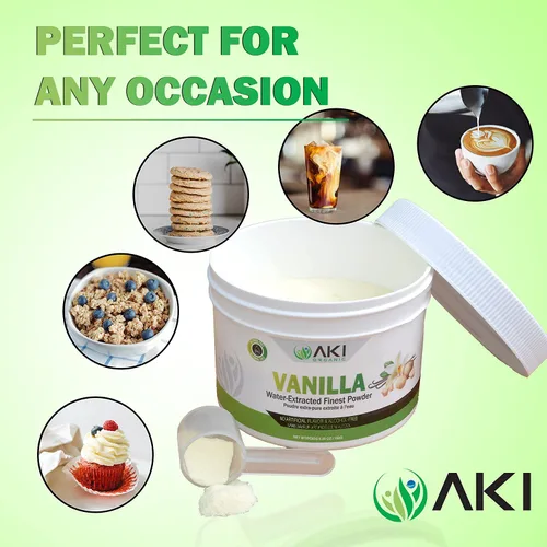 Miniatura 7 de Aki Polvo de Vainilla Fino en Polvo Extracto de Granos (150g/5.29oz) - Polvo Extraído con Agua Ideal para Hornear, Cocinar y Aderezar - Delicioso