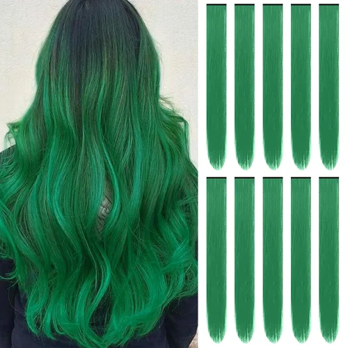 Miniatura 10 de Extensiones de cabello sintético de 22 pulgadas, extensiones de cabello sintético largo y lacio con clip, extensiones de cabello sintético para Negro