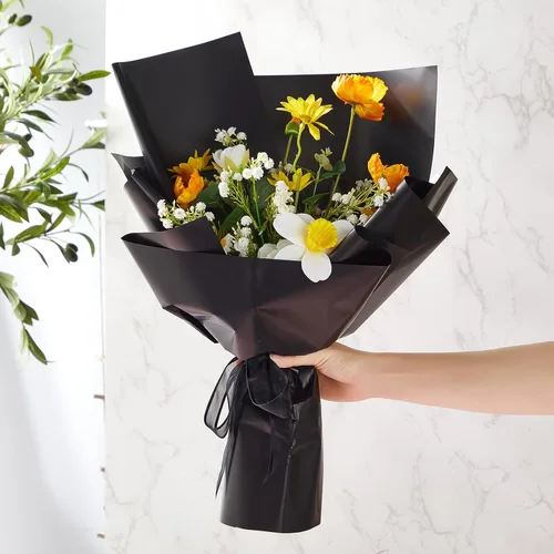 Miniatura 5 de Sabary 120 hojas de papel de regalo de flores, color puro, impermeable, papel de embalaje floral con cinta de 196 pulgadas, suministros de ramo