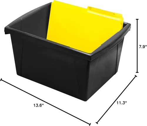 Miniatura 10 de Storex Contenedor de almacenamiento de 4 galones, organizador de plástico para libros y suministros, negro, paquete de 6 (61466C06C)