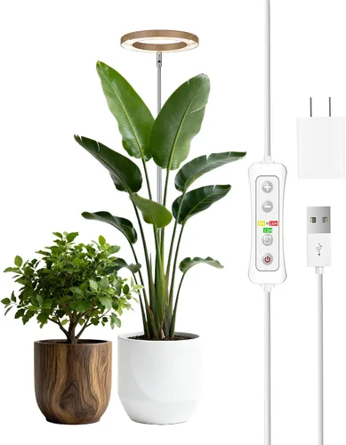 Miniatura 28 de yadoker 72 LEDs Luz de cultivo de plantas para plantas de interior, Luz de escritorio de aluminio con grano de madera de nogal LED, Altura