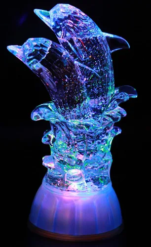 Par de delfín, luces LED brillantes y cambiantes multicolor para decoración del hogar, decoración de dormitorio, regalo de cumpleaños, buena suerte,