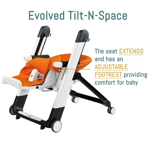 Miniatura 10 de Peg Perego Siesta, Silla Alta Plegable y Reclinable Crece Con el Bebé, Altura Ajustable, Limpieza Rápida y Ruedas Fáciles de Empujar para Bebés