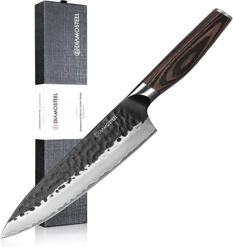 Miniatura 12 de Cuchillo utilitario – Cuchillo profesional de cocina de 5 pulgadas – Hoja de óxido negro martillado japonés 9CR18MOV acero inoxidable de alto