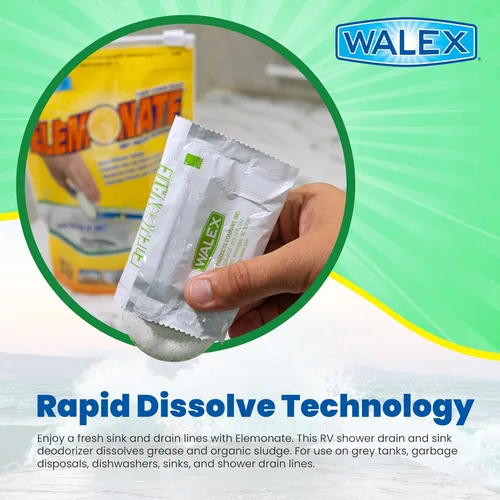 Miniatura 6 de Walex Elemonate - Desodorizador y ambientador de tanque de aguas grises, refresca las líneas de fregadero y drenaje, tabletas de rápida disolución
