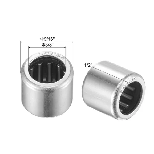 Miniatura 2 de uxcell SCE68 Rodamientos de agujas 3/8-pulgadas de diámetro 9/16-pulgadas de diámetro exterior 1/2-pulgada de ancho Acero cromado Extremo abierto 5