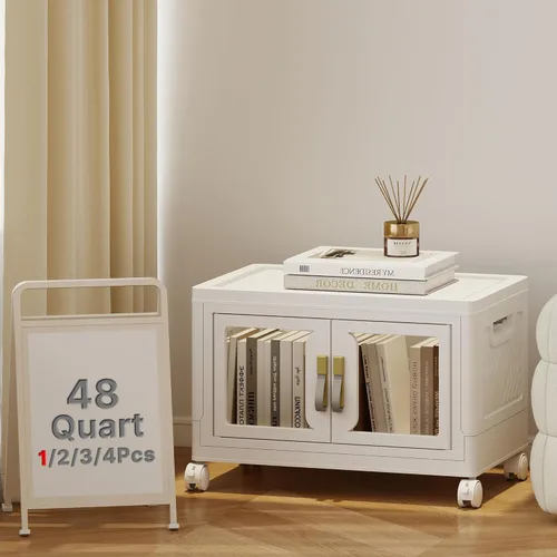 Miniatura 9 de Stackable Storage Bins with Lids, Clear Doors, 120QT Storage Bins Large Storage Cabinet Foldable Collapsible Closet Organizers for Bedroom Dorm
