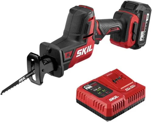 SKIL PWR CORE 20 Sierra recíproca compacta sin escobillas de 20 V, incluye batería de litio de 2.0 Ah y cargador automático PWR JUMP - RS5825B-10
