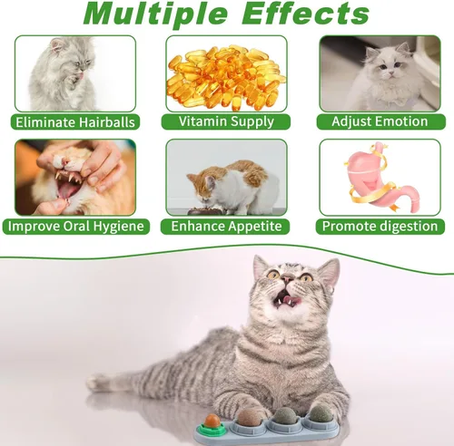 Miniatura 3 de CCINEE Pelotas de hierba gatera para gatos, juguetes comestibles para gatos para lamer gatos, seguros y saludables, juguetes para masticar, limpieza