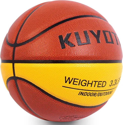 Miniatura 2 de KUYOTQ 3LBS/3.3LBS/2.2LBS Weighted Heavy Training Basketball 29.5/28.5" in and Outdoor Improving Handling Dribbling Passing Rebounding Skill marrón