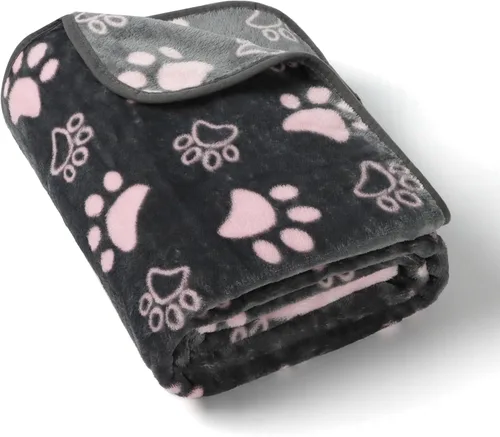 Miniatura 22 de Manta Suave para Perros para Perros Grandes - Manta Mullida para Mascotas para Gatos y Cachorros, Manta Reversible con Diseño de Huellas de Pata gris