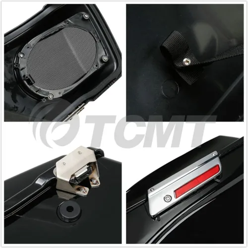 Miniatura 5 de TCMT Alforjas rígidas de 5 x 7 pulgadas, tapas de altavoz con altavoz y forros, inserto de alfombra para modelos Harley Touring CVO Road Glide Road