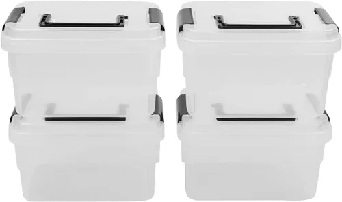 Miniatura 6 de Jekiyo Caja de plástico de 2.5 cuartos de galón, contenedor transparente con mango negro, 4 paquetes