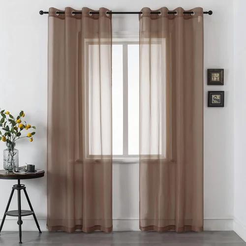 Miniatura 31 de DUALIFE Cortinas Amarillas de 72 Pulgadas de Largo para Dormitorio Juego de 2 Paneles con Ojales Ventana Semi Voile Filtrado de Luz Cortinas